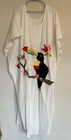 Vintage 70s 80s Toucan Embroidered Floral Kaftan Maxi Long Plus 3x Beach Resort