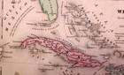 Rare Antique Dated 1844 Map West Indies   Caribbean  Bahama Islands - R c  Smith