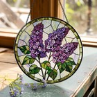 Purple Lilac Stained Glass Suncatcher  Floral Window Hanging Decor