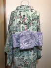 Antique Mint Green Gauze Hagi Kimono Small Size Japan Used