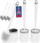 Toilet Brush And Holder Set  Compact Design  3 Pack  White