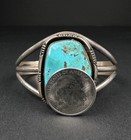 Vintage Navajo Turquoise Sterling Silver Cuff Bracelet 7    42g  204