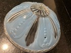 Antique Vintage Architectural Salvage Frosted Blue Ceiling Light 11 0 Dia