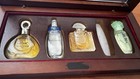 Vintage Wooden French Perfume Miniature Set Box  incomplete - 4 Bottles 
