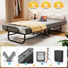 Portable Folding Bed With Memory Foam Mattress Rollaway Metal Frame Guest Bed