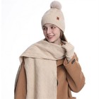 1 3pcs Women Beanie Hat Pom Bobble Scarf Gloves Set Knitted Winter Warm Snow Cap