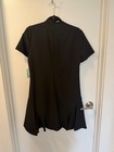 Cece Black Tie-neck Short-sleeve Flared-hem Dress 10