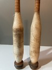 Vintage Set Of 2 Wooden Thread Sewing Spools Spindle Industrial Textile 8 5   