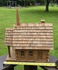 Vintage Handmade Cedar Wood Church With Tilting Roof Furnished Inside 12x7x14