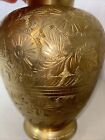 Heavy Brass Etched Floral 9    Vase Detailed Clean Vintage Rare Made In India