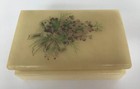 Vintage Marble Stone Hinged Jewelry Trinket Box Floral Design Small Chip Corner