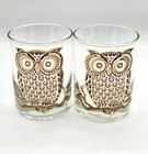 Set Of 2 Vintage Mcm Georges Briard Owl Rocks Glasses 22k Gold Barware