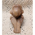 Vintage Hand Carved Wood Weeping Yogi Buddha Meditating Man Sculpture Figurine