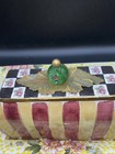 Rare Htf Mackenzie Childs Butter Dish Butter Box Redware Stripe Chintz Read