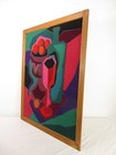 Vtg Mid Century Cubist Still Life Fabric Felt Cut Out Wall Art Picasso Style