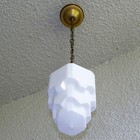 Vintage Art Deco Mcm Milk Glass Skyscraper Shade Ceiling 3 Tier Light Fixture