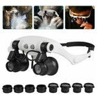 Double Eye Jewelry Watch Repair Magnifier Loupe Glasses With Led Light 8 Lens Us