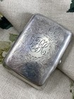 Antique George V Sterling Silver Cigarette Case Engraved Initialled Flh 1917