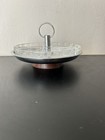 Vtg Retro Lazy Susan Appetizer Relish Caddy Chrome   Glass 4 Pc Set