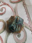 Antique Max Neiger Art Nouveau Bronze Brooch Green Cabochon