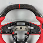 Carbon Fiber Red Leather Sports Steering Wheel For 2016-2021 Honda Civic Upgrade