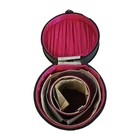 Antique Victorian Collar Box Black Leather Satin Lined 3 Detachable 6x7  1910 s