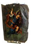 Antique Hp Mexican Tin Retablo Painting Archangel San Miguel  13x 8 5  - Mexico