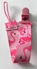 Nuby Pink Flamingo Pacifier Clip Plastic Clip   Fabric Strap For Babies
