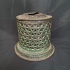 Antique Pierced Tin Coin Bank Gridded Beehive Late 1800s