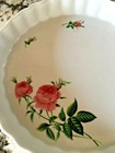 Christine Holm Porcelain Fluted Quiche Tart Plate Baking Pan Dish Pink Rose 9 5 