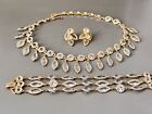Rare Vintage Kramer Parure Runway Jewelry Set  Clear Crystal  Bezel Set  Wow 