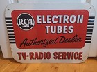 Vintage 1950s Porcelain  Metal Sign Rca Electron Tubes Radio Tv  2-sided Dealer 