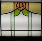 Floral English Leaded Stained Glass Window Unframed W Hooks 17 1 4 x 16 1 2 