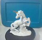 Porcelain White Unicorn W  Gold Horn Figurine 6    Tall Rearing Horse Statue
