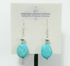 Sterling Silver Natural Turquoise Gemstone Dangle Earrings  5530   handmade Usa