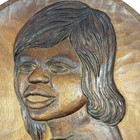 Vintage Handcarved Australian Aboriginal Girl Wood Wall Plaque Relief Art 11 5 