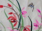 Vtg Antique Asian Silk Embroidered Textile Flowers Floral Butterfly Art 10 5x9