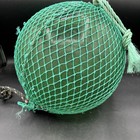 Vintage 12    Japanese Green Glass Fishing Float Ball W net  2