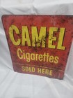 Vintage Camel Cigarettes Sold Here Double Sided Flange Store Display Sign Enamel