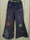Vintage Girls Size 6 Flared Jeans 60s 70 s 1970 s Bell-bottoms Patches V