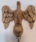 Antique Salvage Winged Eagle Gold Color Cast Metal Finial Flag Pole Topper 