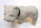 Old 1930 s 5 5  Long White Porcelain Pottery English Bulldog Antique Figurine