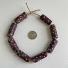 Antique Venetian Millefiori Blue   White Star On Brick Glass African Trade Beads