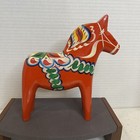 2 Dala Horse Swedish Sweden Nils Olsson Red Wood Hand Carved Painted Vintage 7 