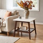 Solid Wood End Table Mid Century Modern Side Table Nightstand Walnut White