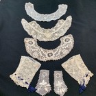 Antique  7  Lot Crocheted Victorian Lace Cuffs   Collars Edwardian 3d Vintage