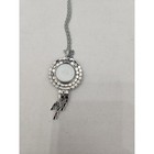 Vintage Fero Automatic 17 Jewels Watch Pendant Necklace Blue Rhinestone