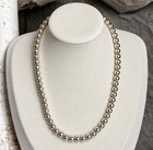 Vintage Sterling Silver Navajo Pearl Style Bead Necklace 16in 22g Southwestern