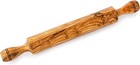 Olive Wood Classic Rolling Pin With Handle  Wooden Bread Roller Pin For Baking