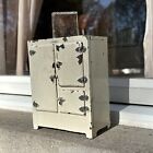 Antique Old Dollhouse Arcade Toy Iron Ice Box   Refrigerator W Ice Rare